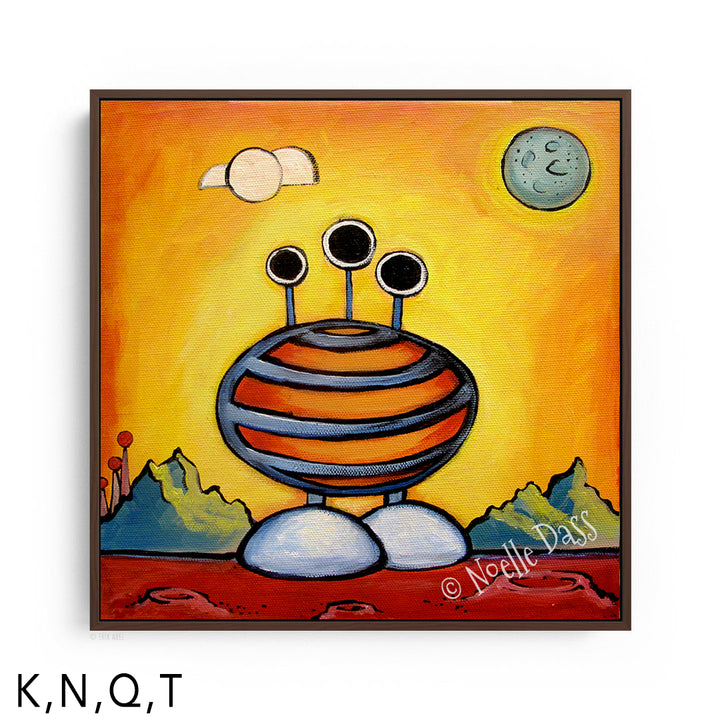 Alien in Striped Pajamas S. Framed Canvas Black 12x12 in.