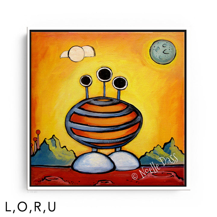 Alien in Striped Pajamas U. Framed Canvas White 12x12 in.