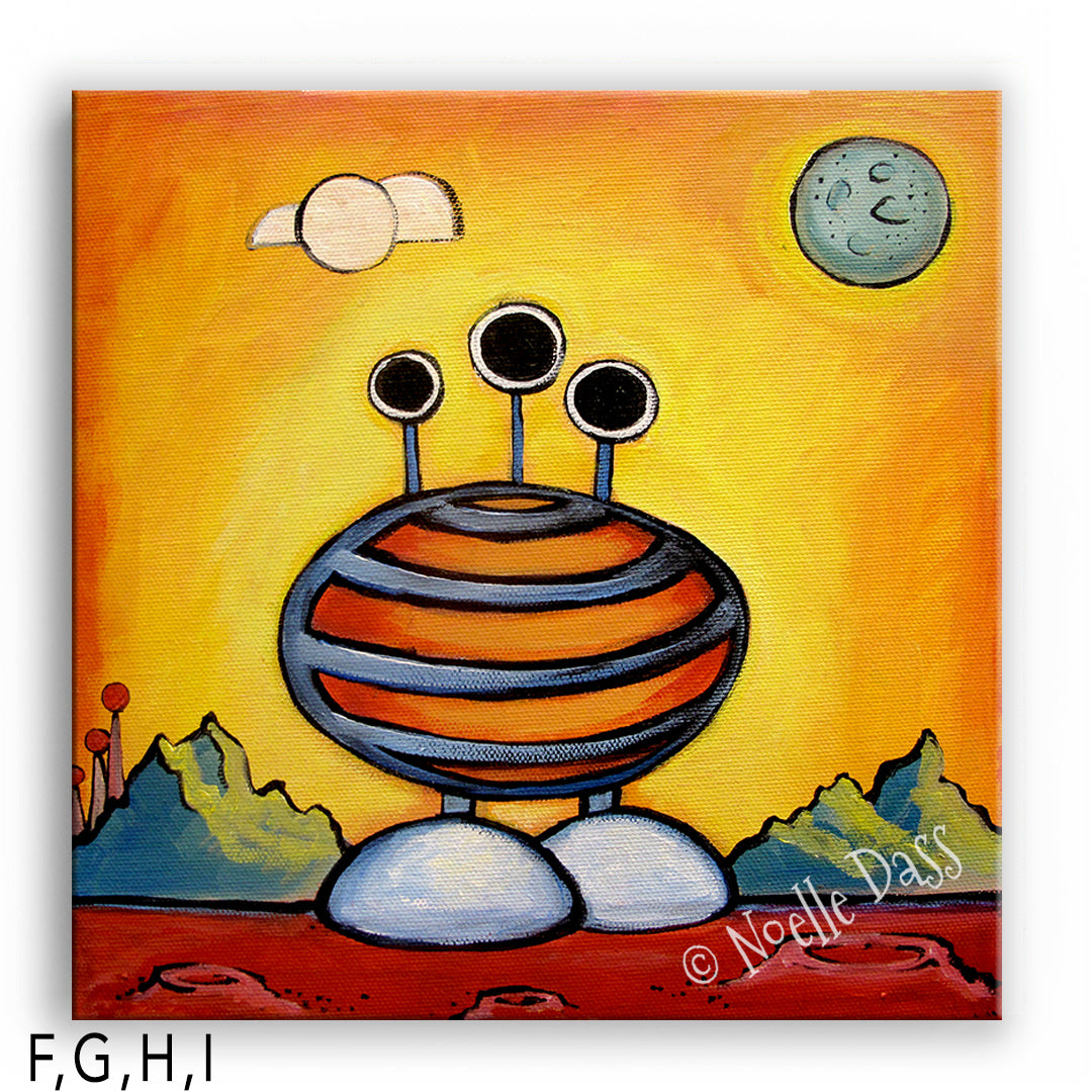 Alien in Striped Pajamas I. Canvas 30x30 in