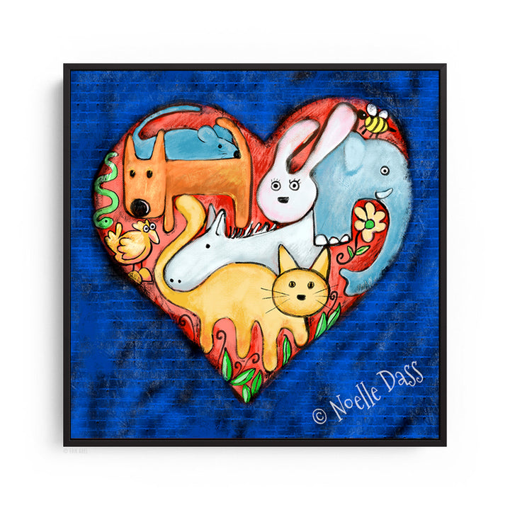 Love All Animals Canvas / 30x40 / Black Floating Frame