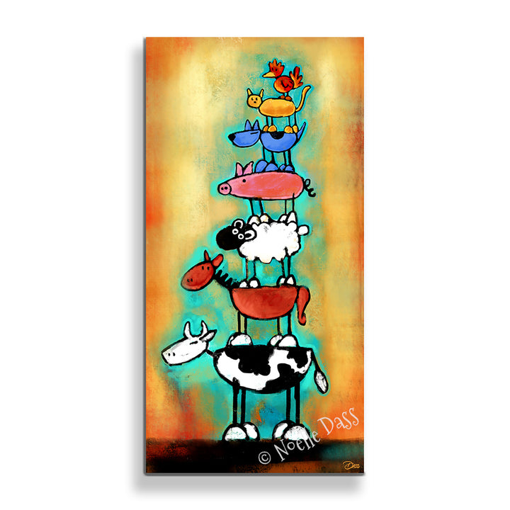 Totem Animal Love Tower Canvas / 15x30 / Unframed