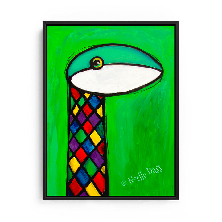 Argyle Tree Snake Canvas / 11x14 / Black Floating Frame