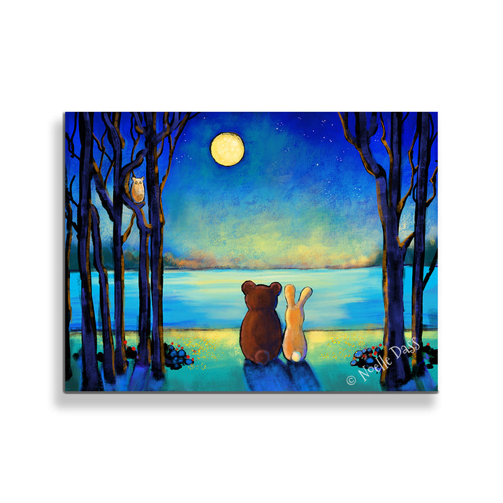 Bear and Rabbit Moonlight Canvas / 30x40 / Unframed