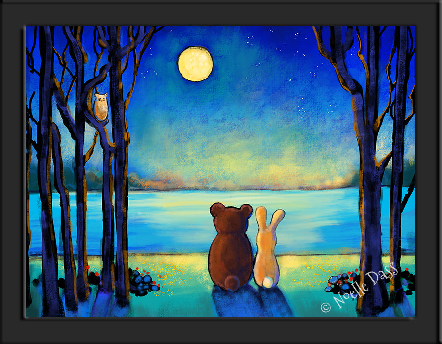 Bear and Rabbit Moonlight Paper / 6x8 / Framed