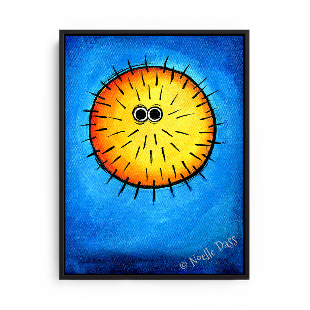 Puffer Blowfish Art @#$%^@#!! Canvas / 11x14 / Black Floating Frame