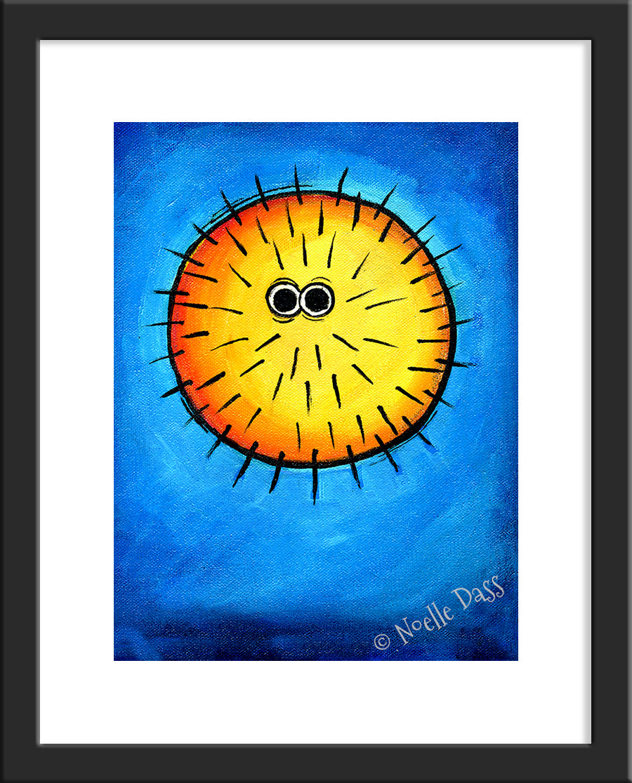 Puffer Blowfish Art @#$%^@#!! Paper / 11x14 with white border/image is 8x10 / Black Frame