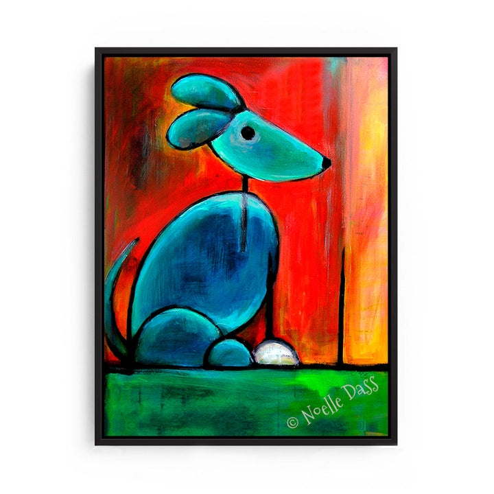 Blue Dog Canvas / 11x14 / Black Floating Frame