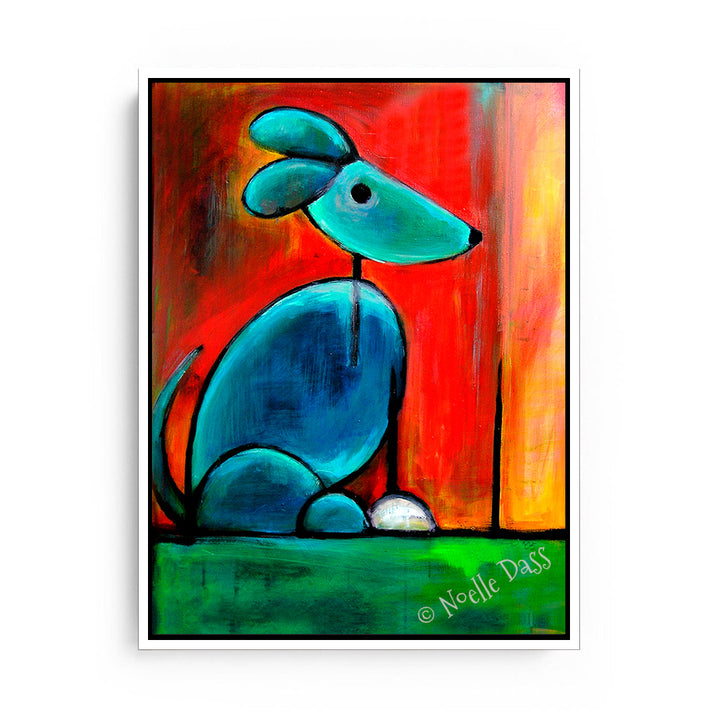 Blue Dog Canvas / 11x14 / White Floating Frame