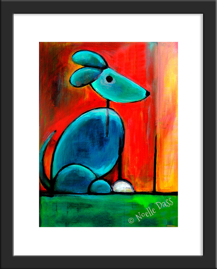 Blue Dog Paper / 11x14 with white border/image is 8x10 / Black Frame