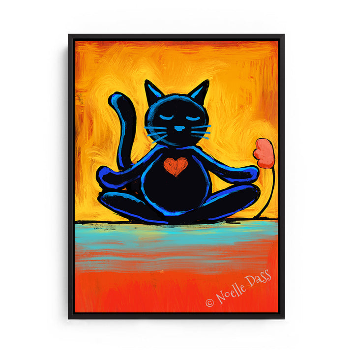 Cat Zen Canvas / 11x14 / Black Floating Frame