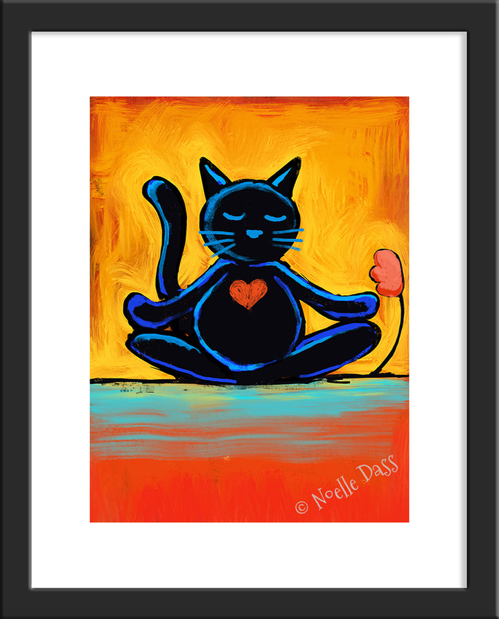 Cat Zen Paper / 11x14 with white border/image is 8x10 / Black Frame