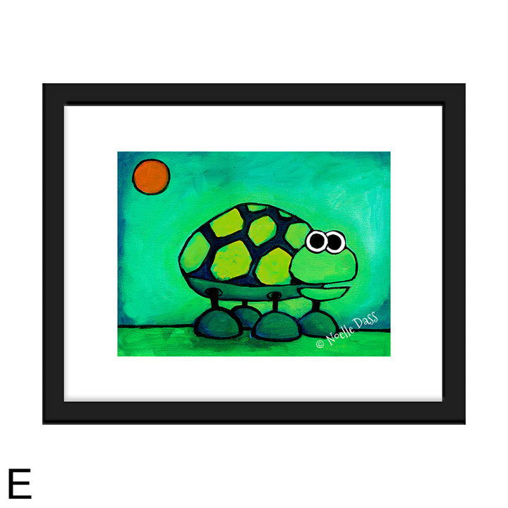 Chatty Turtle E. Framed 11x14 paper with white border