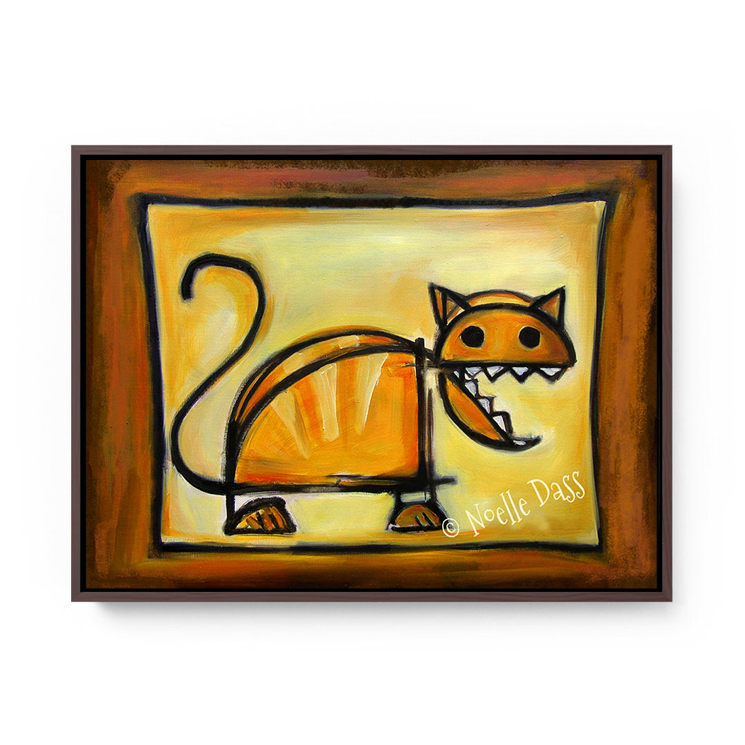 Crazy Ole Cat Canvas / 11x14 / Espresso Floating Frame