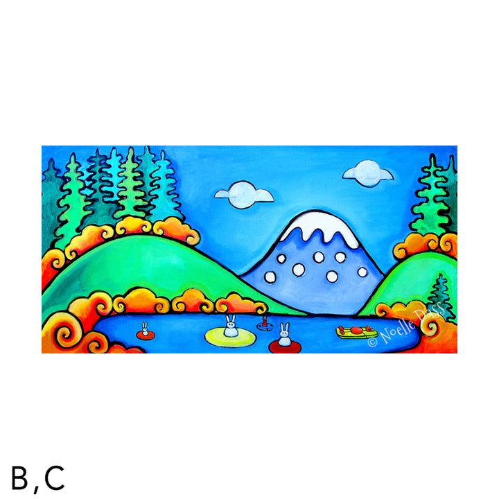 A Perfect Day - Bunny Floaters | Rabbits and dogs C. Archival Paper - Image is 10x20 in.