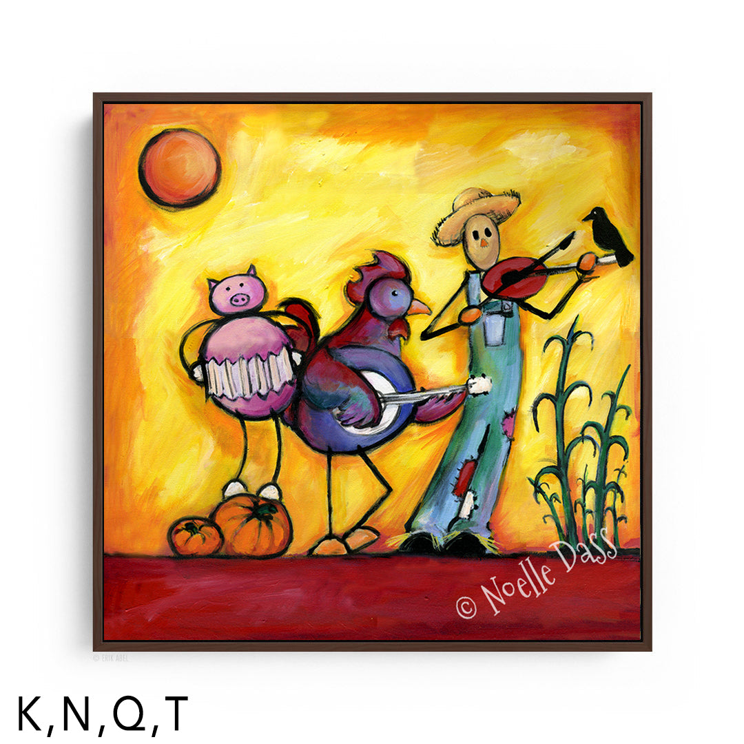Fall Celebration framed canvas art print with a brown floating frame by Noelle Dass