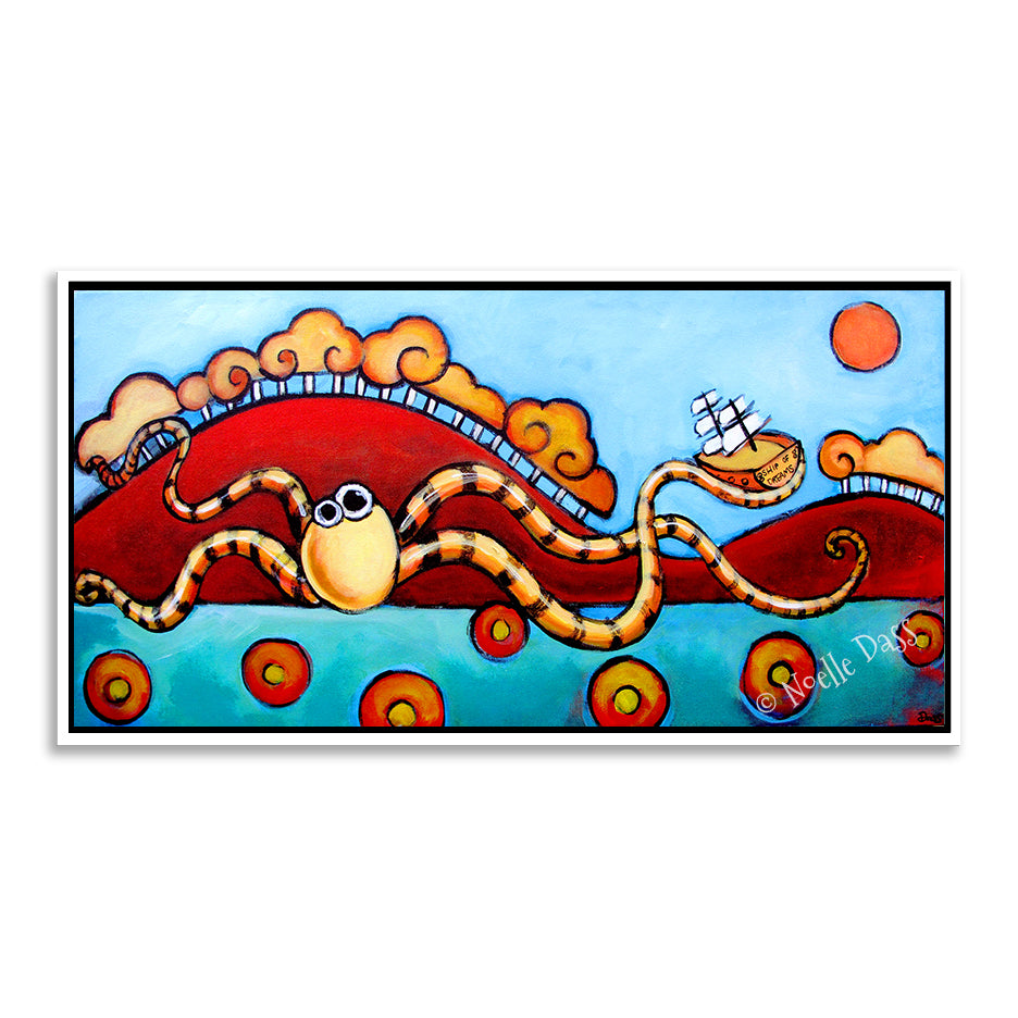 Seapals Octopus Canvas / 15x30 / White Floating Frame