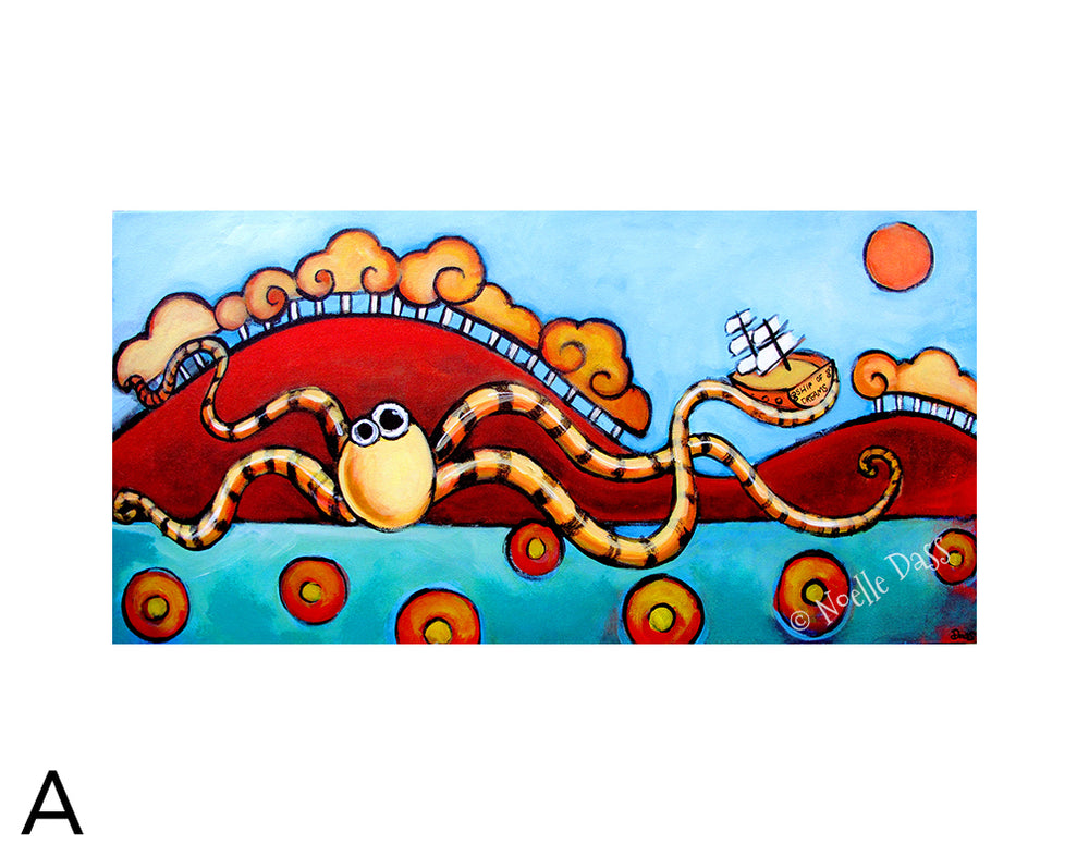 Seapals Octopus A. 11x14 in. archival paper with white border - image is 5.5x11.5