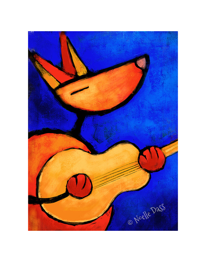 Ode to Joy - Dog Playing Guitar Paper / 11x14 with white border/image is 8x10 / Unframed