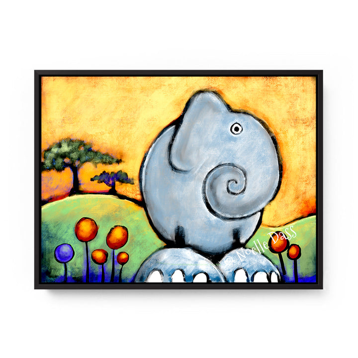 African Elephant Canvas / 30x40 / Black Floating Frame