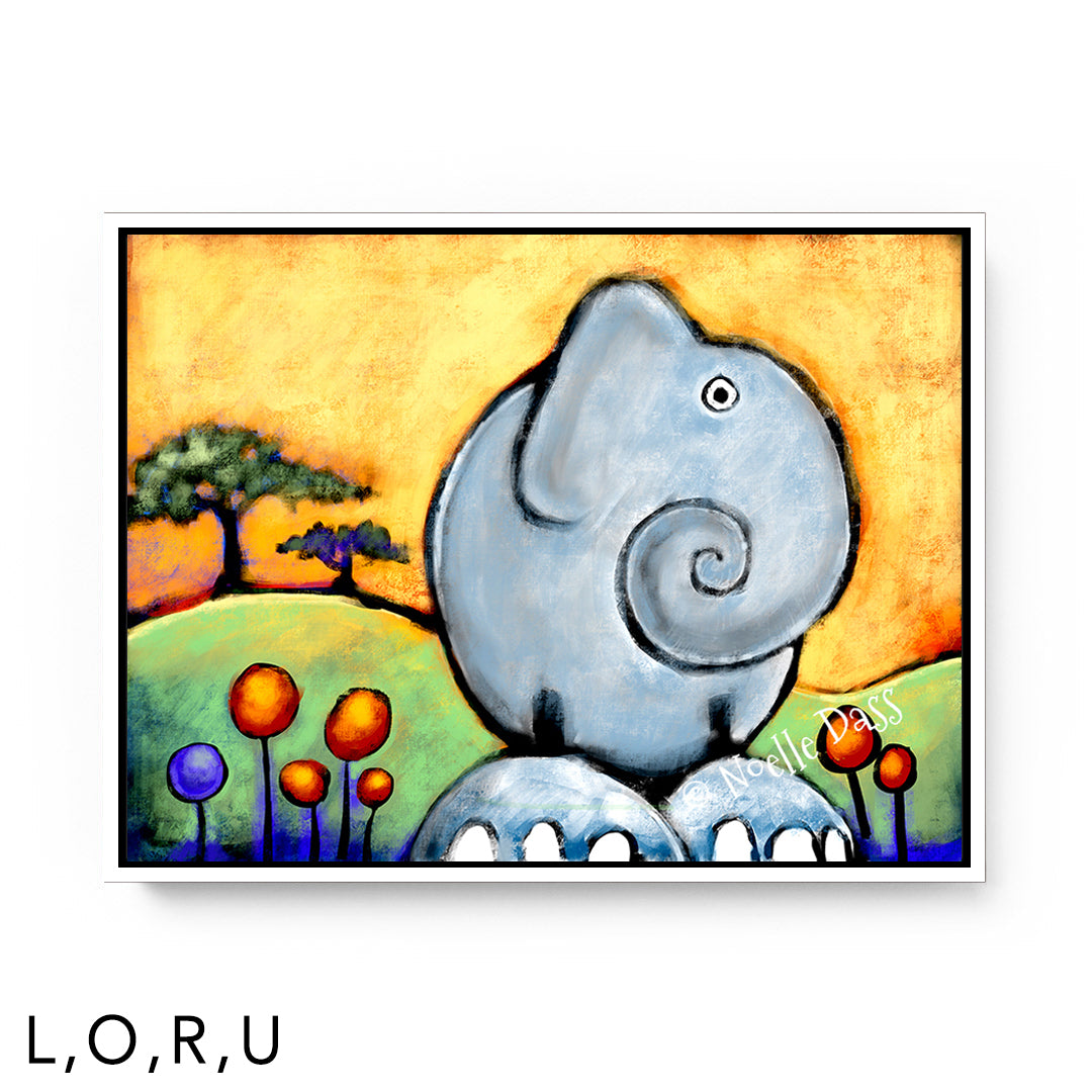 African Elephant U: Framed Canvas - White 30x40 in.