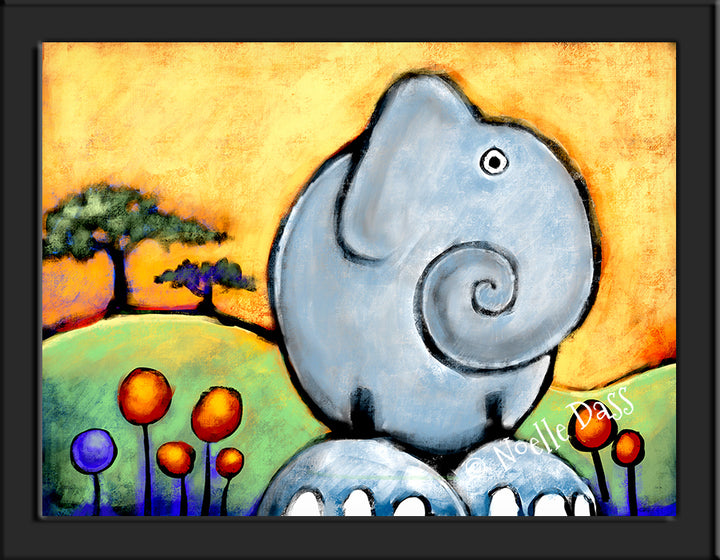 African Elephant Paper / 6x8 / Framed
