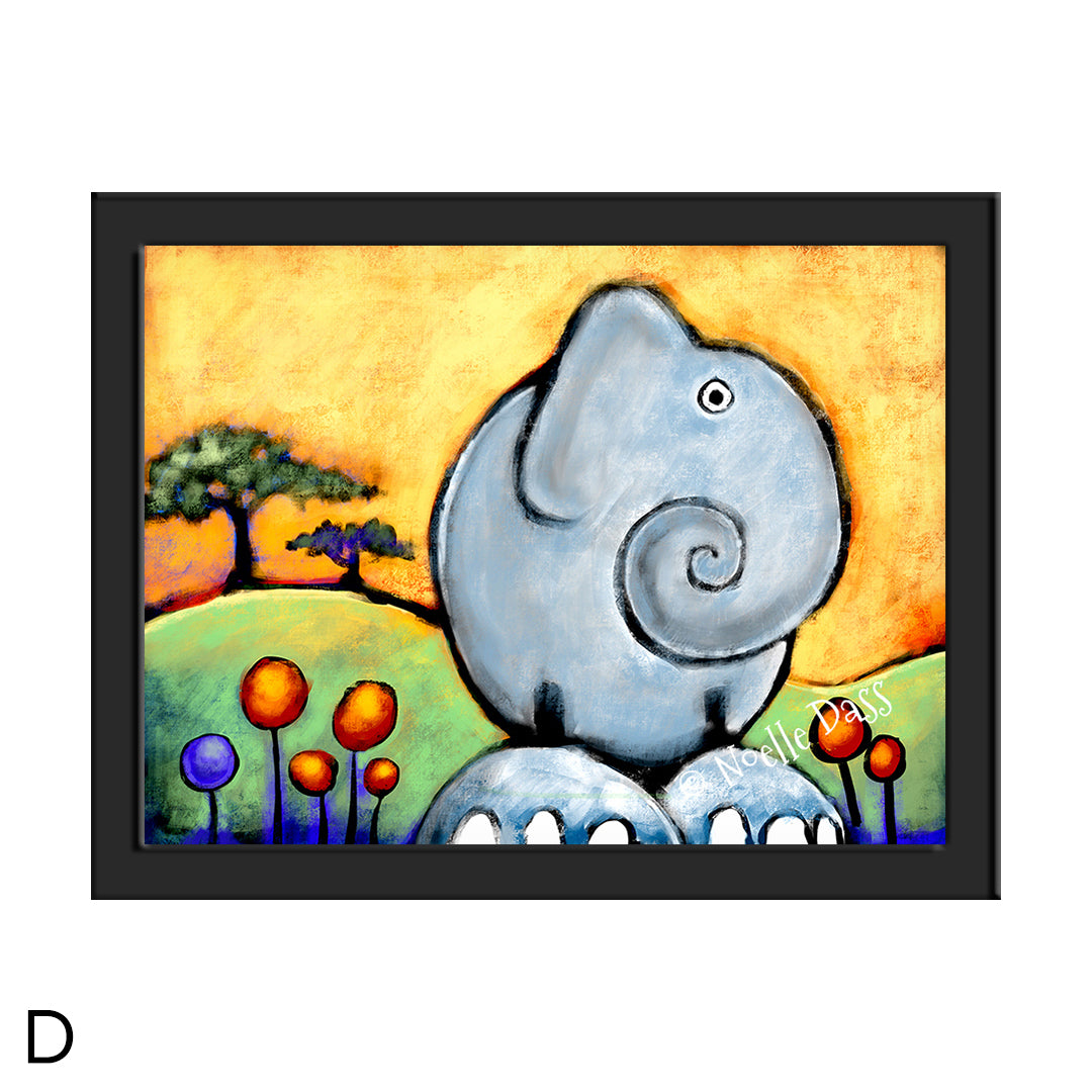African Elephant D. Framed 6x8 in. paper