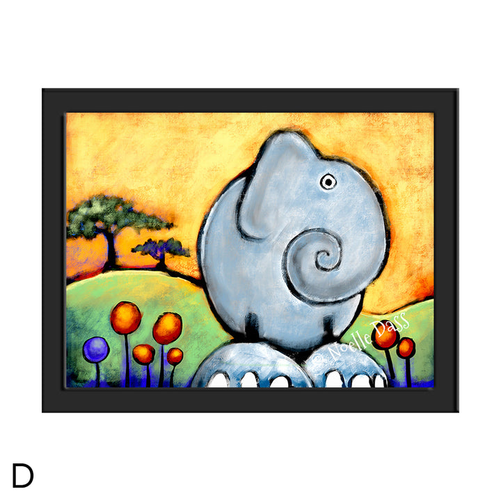 African Elephant D. Framed 6x8 in. paper