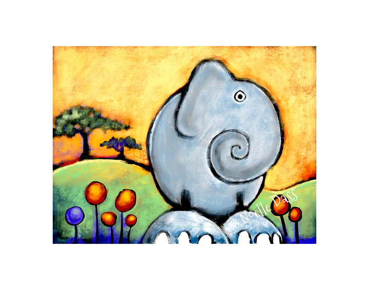 African Elephant Paper / 11x14 with white border/image is 8x10 / Unframed