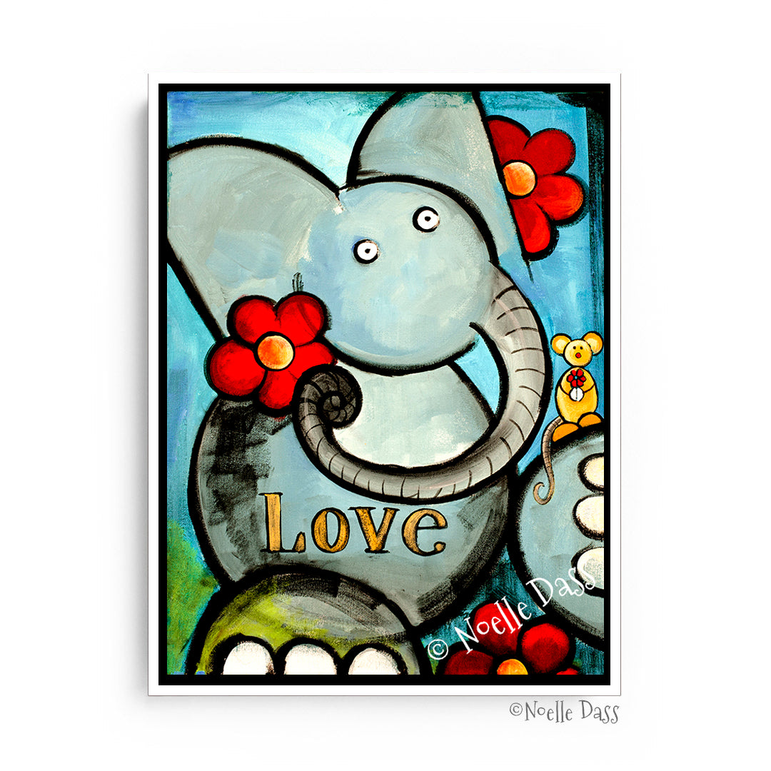 Elephant Love Canvas / 11x14 / White Floating Frame