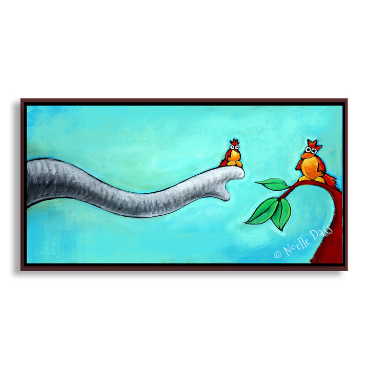 A Helping Hand Elephant Art Canvas / 15x30 / Espresso Floating Frame