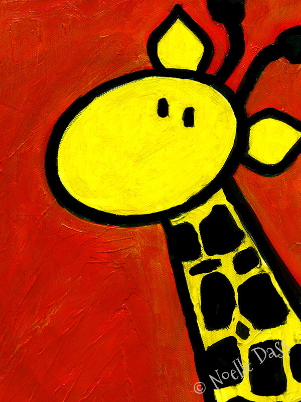 Colorful portrait of a giraffe with warm tones, elegant giraffe art print