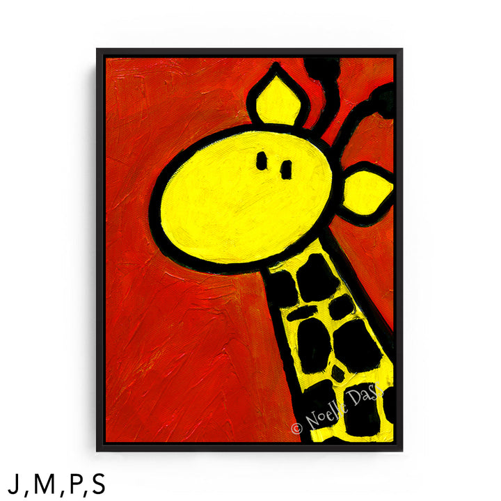 Portrait of a Giraffe S: Framed Canvas - Black 30x40 in.