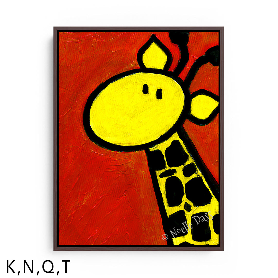 Portrait of a Giraffe T: Framed Canvas - Brown 30x40 in.