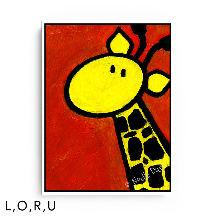 Portrait of a Giraffe U: Framed Canvas - White 30x40 in.