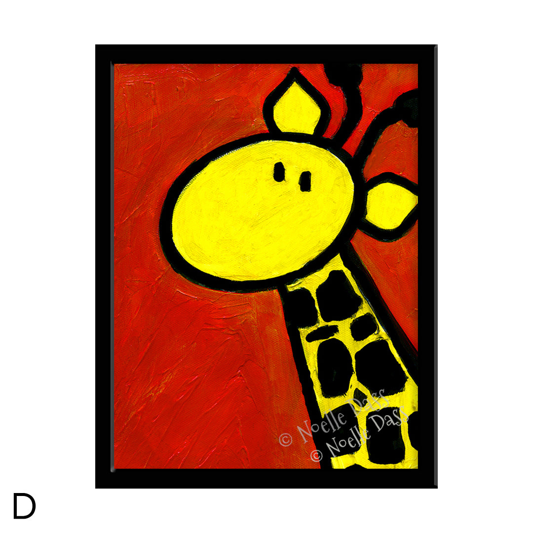 Portrait of a Giraffe D. Framed 6x8 in. paper
