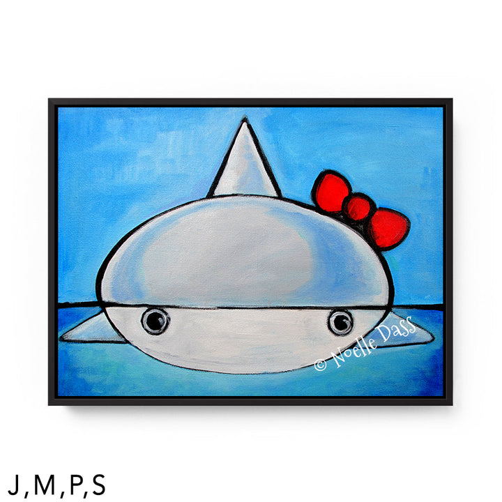 Hello Shark S: Framed Canvas - Black 30x40 in.