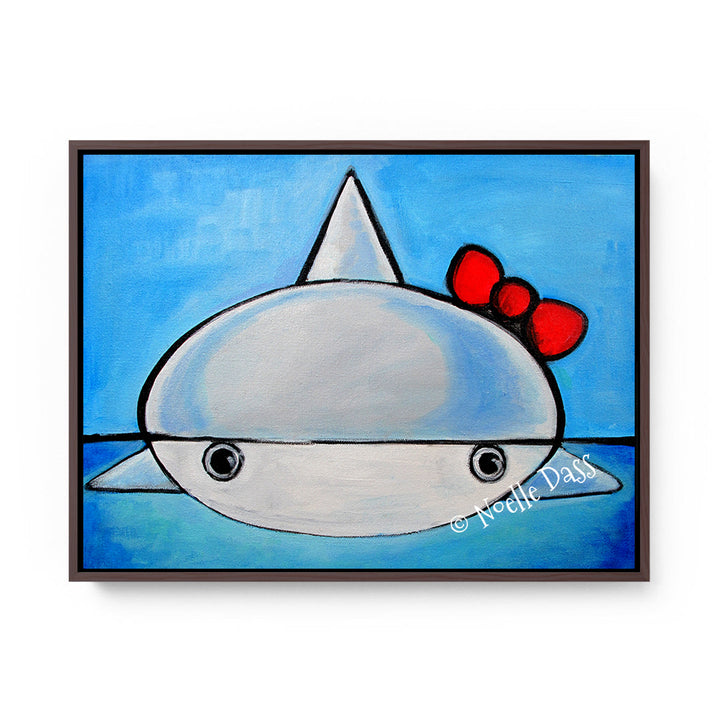 Hello Shark Canvas / 11x14 / Espresso Floating Frame