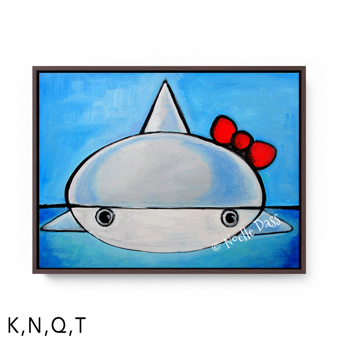 Hello Shark T: Framed Canvas - Brown 30x40 in.