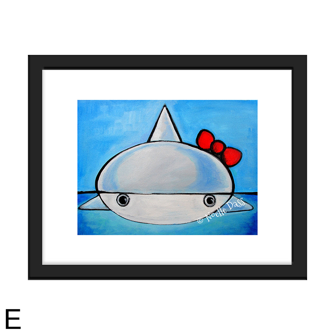 Hello Shark E. Framed 11x14 paper with white border