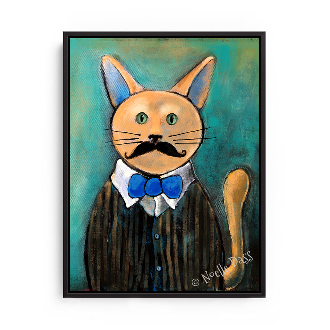 Hipster Cat Canvas / 11x14 / Black Floating Frame