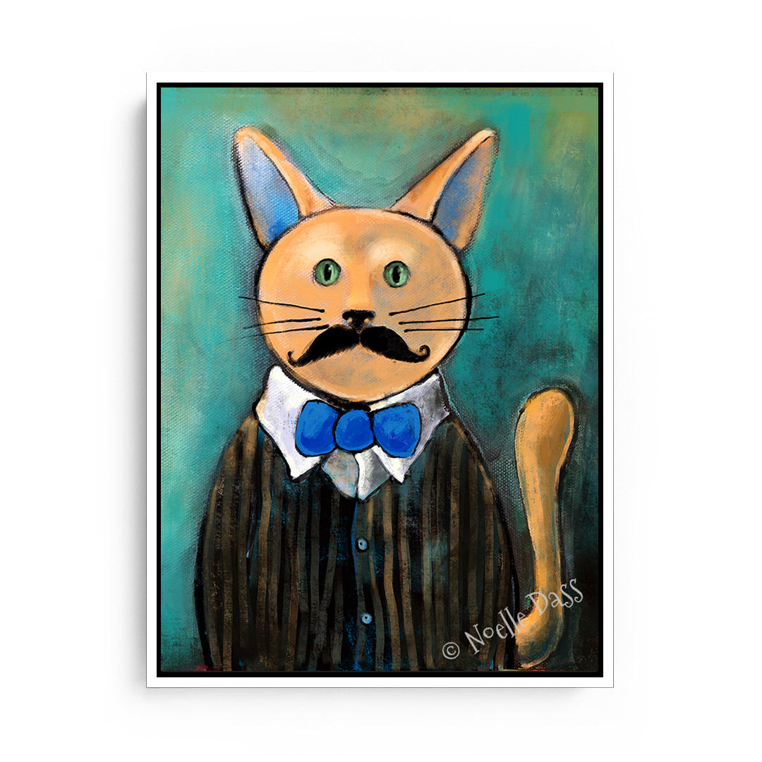 Hipster Cat Canvas / 11x14 / White Floating Frame