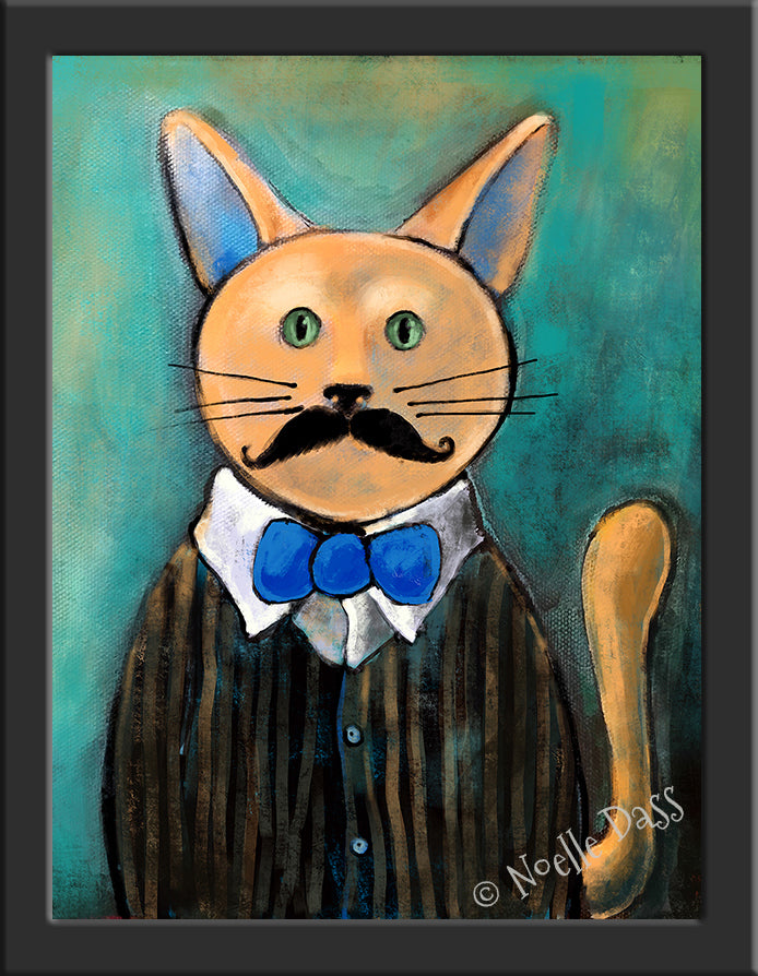 Hipster Cat Paper / 6x8 / Framed