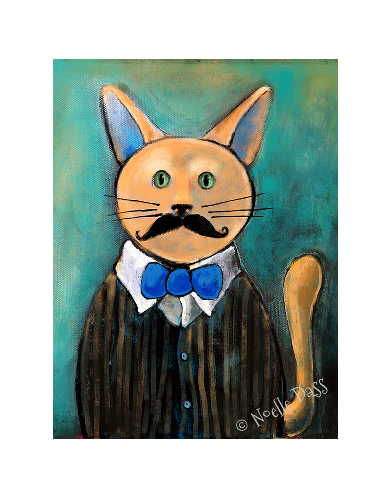 Hipster Cat Paper / 11x14 with white border/image is 8x10 / Unframed