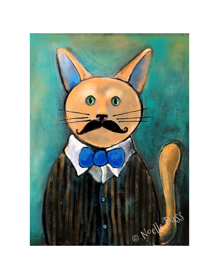 Hipster Cat Paper / 11x14 with white border/image is 8x10 / Unframed