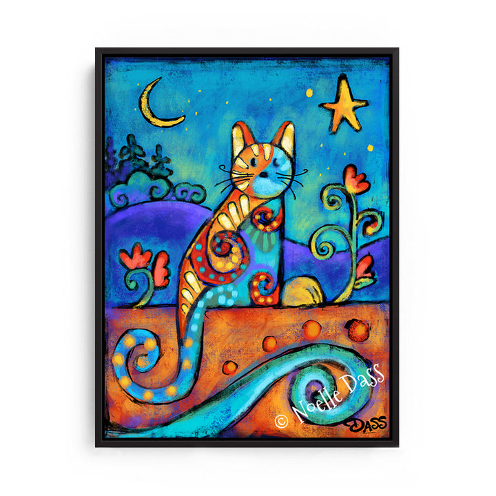 Cat Muse Canvas / 11x14 / Black Floating Frame