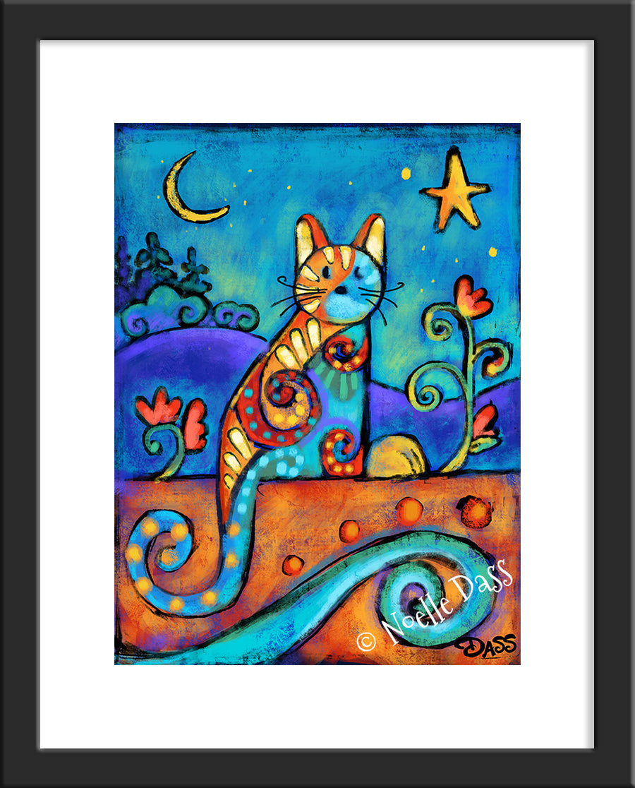 Cat Muse Paper / 11x14 with white border/image is 8x10 / Black Frame