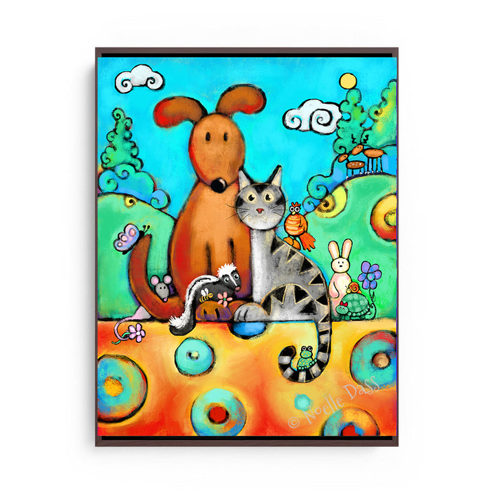 Modern Family Version 2 - Dog, Cat and others Canvas / 11x14 / Espresso Floating Frame