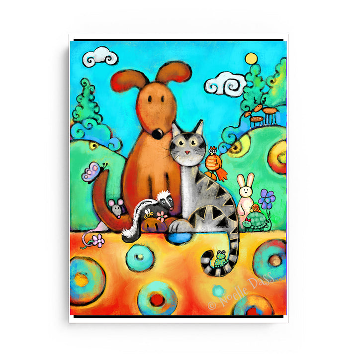 Modern Family Version 2 - Dog, Cat and others Canvas / 11x14 / White Floating Frame