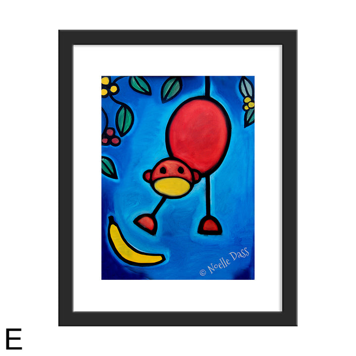I Dropped My Banana Monkey art E. Framed 11x14 paper with white border
