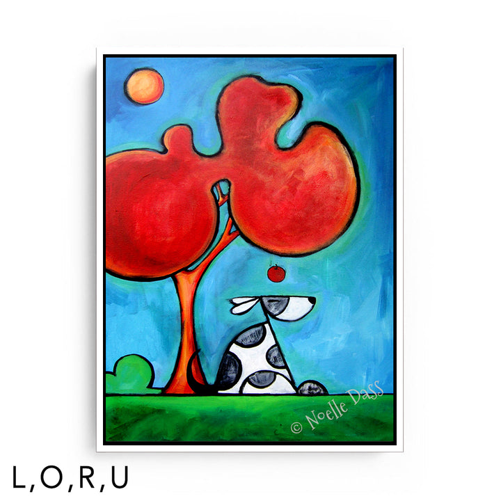 Newton's Dog U: Framed Canvas - White 30x40 in.